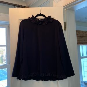 Sail to Sable Long Sleeve Double Ruffle Top in Black, size XL